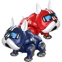 Perro bull dog azul y rojo.webp