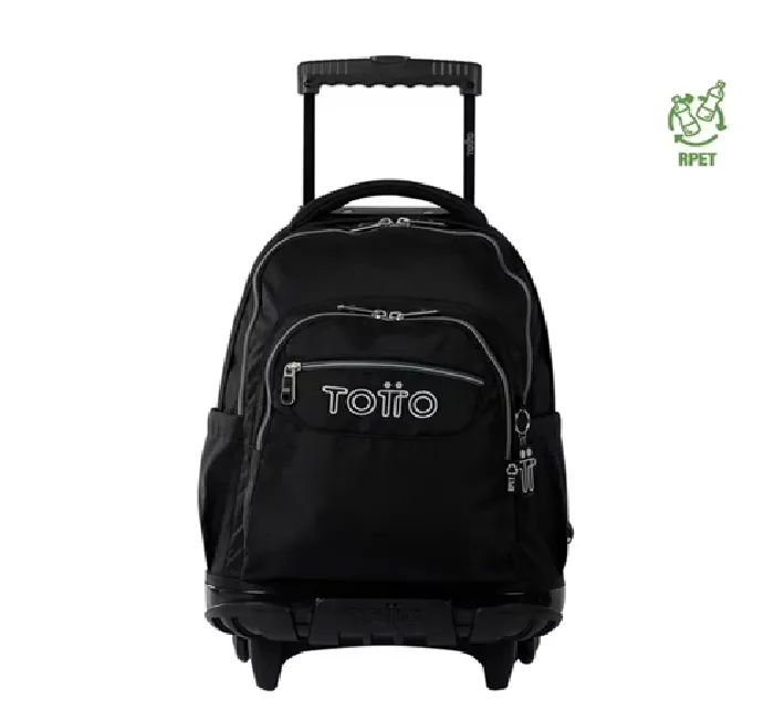 [MOC-TOT-1354] Mochila / Morral Con Rueda Bomper Renglon Totto (Negro)