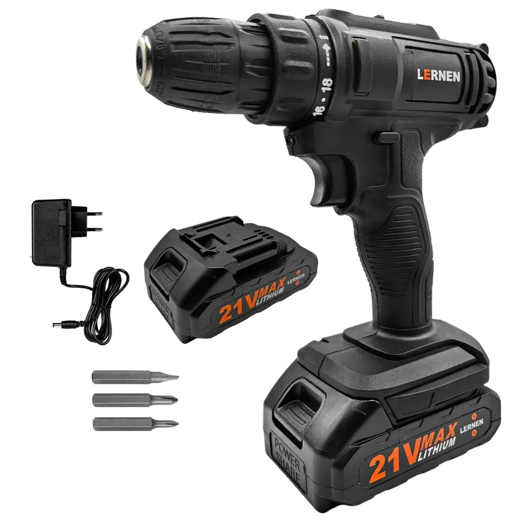 Taladro Mandril 10mm Destornillador Inalámbrico LERNEN + 1 Batería + Acc