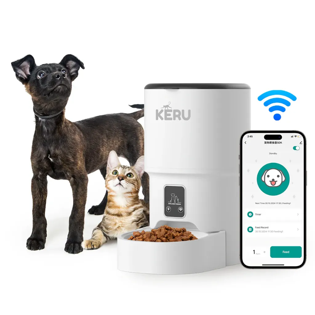 [COM-KER-1506] Comedero Automático E Interactivo Wifi Para Mascotas Keru 4l