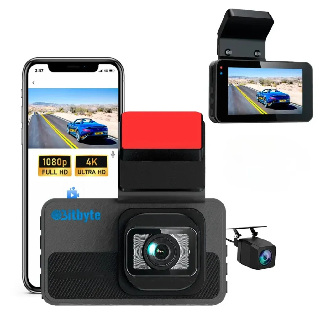 [CÁM-BIT-1626] Cámara para Auto Doble Dash Cam Bitbyte 4k Retroceso + App
