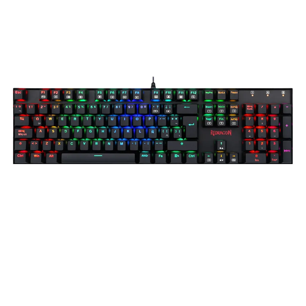 [TEC-RED-1635] Teclado Redragon Mitra K551 Negro RGB QWERTY ESP Outemu Blue